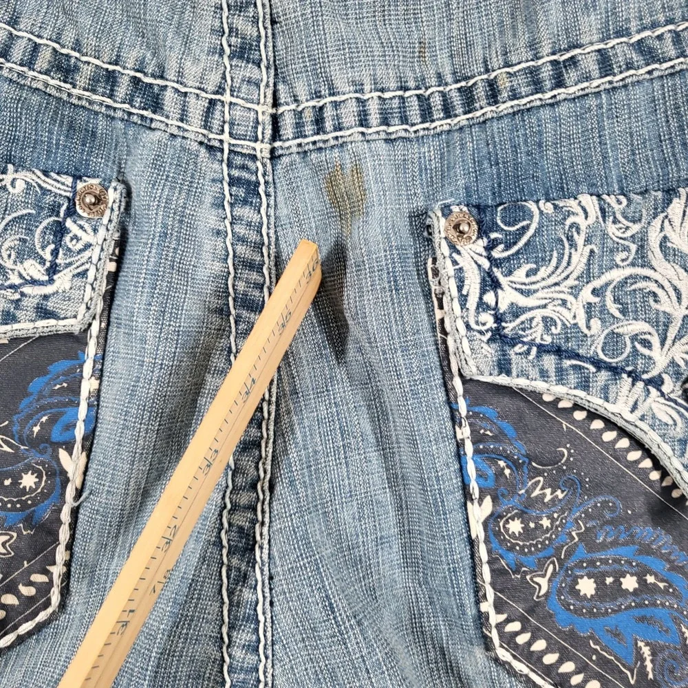 Delf Shorts Men's 38 Blue Denim‎ Cargo Embellished Pockets Casual Baggy Y2K